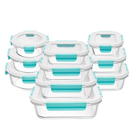 SNOW JOE EatNeat 20Piece Set of 10 Superior Glass Food Storage Containers JW2001